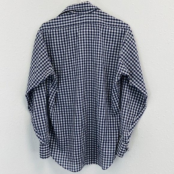 Vtg Mens M Levi's Gingham Western Shirt Button Front Blue White Long Sleeve Flaw - Picture 5 of 7